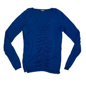 Express Women's Blue V Neck Sweater Shirt Long Sleeve Size Medium